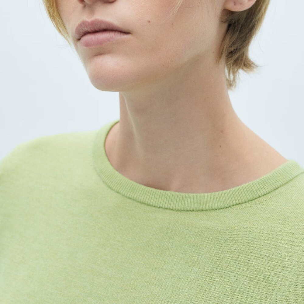 Mango Aqua Green Fine-knit Crew-Neck Sweater/NWT/S - Picture 4 of 16